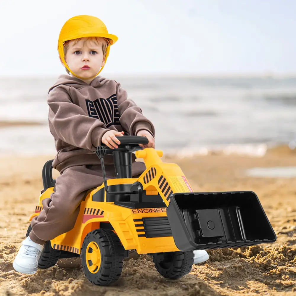 Excavator Digger Toy with Adjustable Bucket-Yellow - Yellow - Push & Pedal Ride On Toys