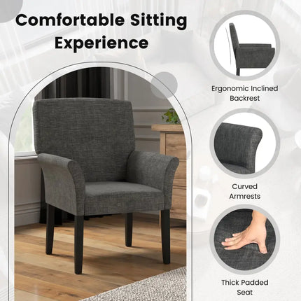 Executive Guest Chair Reception Waiting Room Arm Chair-Gray - Gray - Accent Chairs