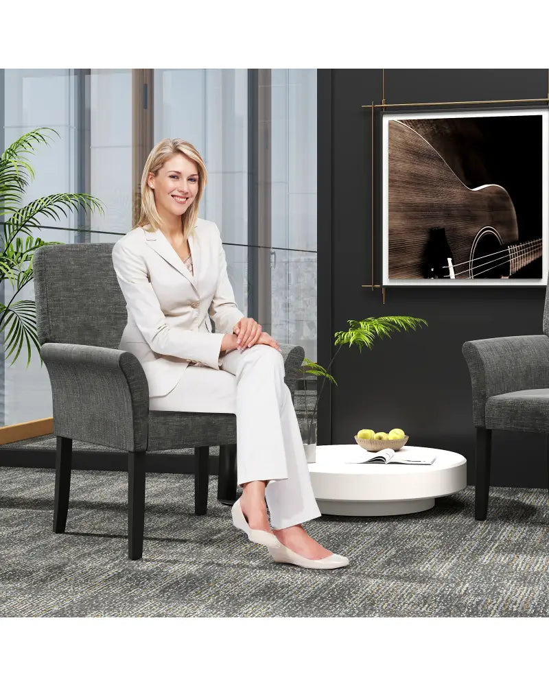 Executive Guest Chair Reception Waiting Room Arm Chair-Gray - Gray - Accent Chairs