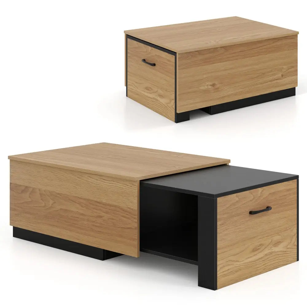 Extendable Coffee table with Concealed Storage Compartment-Natural - Natural - Coffee Tables