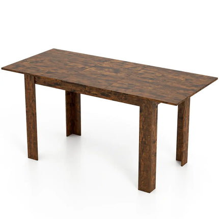 Extendable Dining Table for 4-8 People 47’’-62’’ Large Rectangular Kitchen Table-Rustic Brown - Rustic Brown - Dining