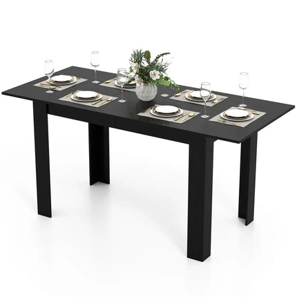 Extendable Dining Table for 4-8 People 47’’-62’’ Large Rectangular Kitchen Table-Black - Black - Dining Tables