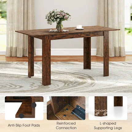 Extendable Dining Table for 4-8 People 47’’-62’’ Large Rectangular Kitchen Table-Rustic Brown - Rustic Brown - Dining