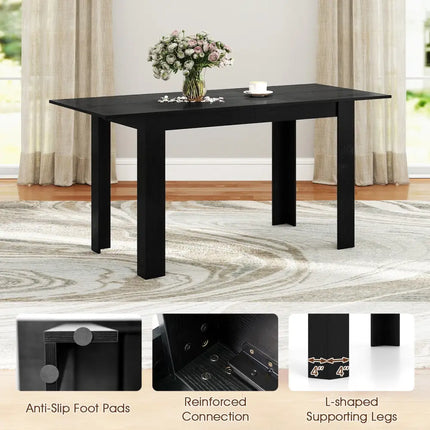 Extendable Dining Table for 4-8 People 47’’-62’’ Large Rectangular Kitchen Table-Black - Black - Dining Tables