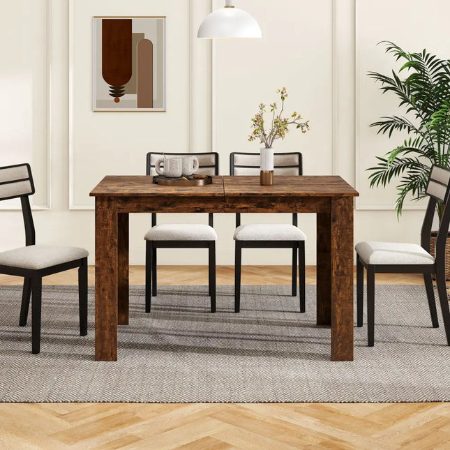 Extendable Dining Table for 4-8 People 47’’-62’’ Large Rectangular Kitchen Table-Rustic Brown - Rustic Brown - Dining