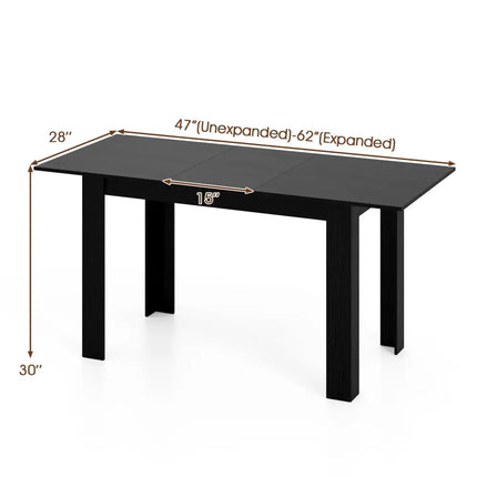 Extendable Dining Table for 4-8 People 47’’-62’’ Large Rectangular Kitchen Table-Black - Black - Dining Tables