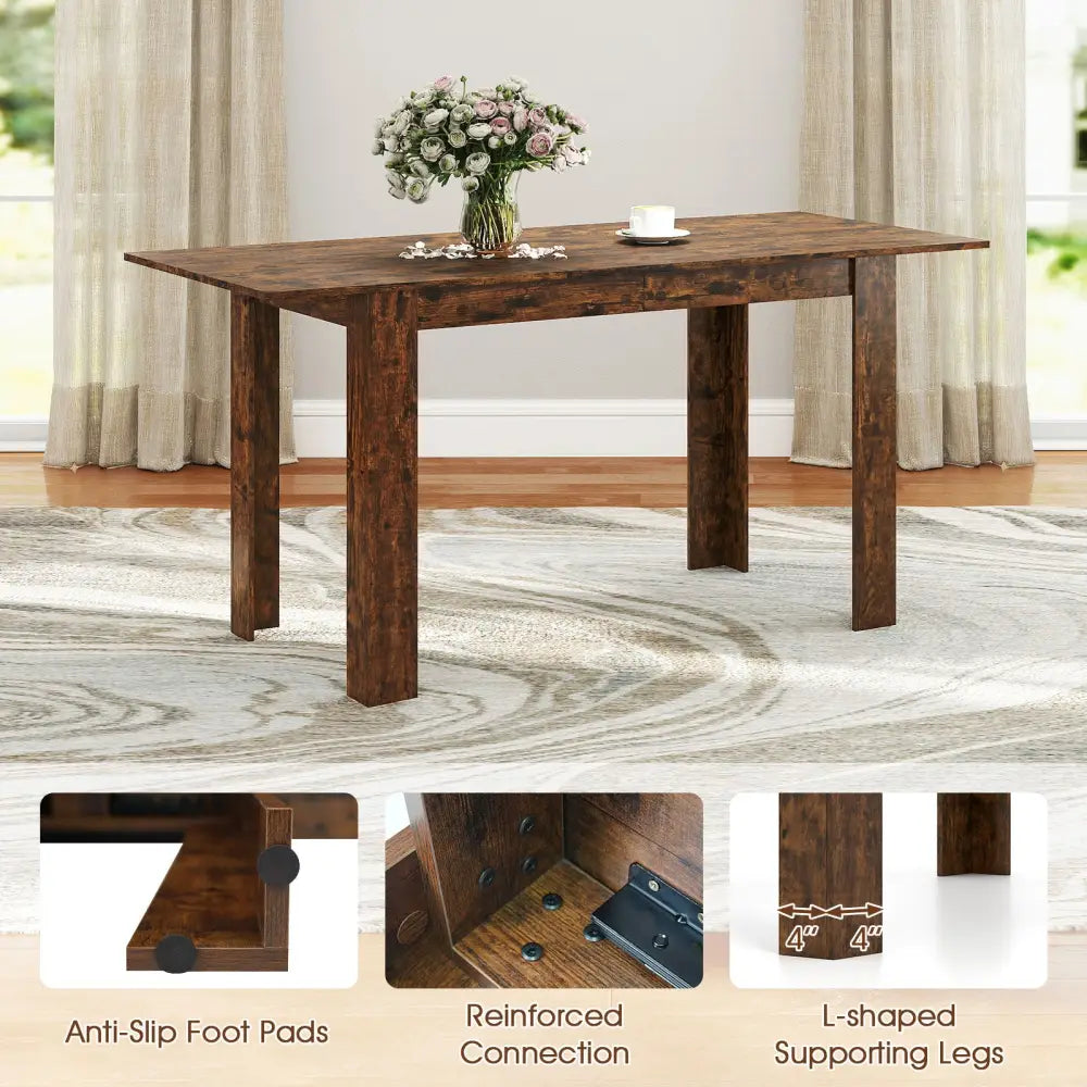Extendable Dining Table for 4-8 People 47’’-62’’ Large Rectangular Kitchen Table-Rustic Brown - Rustic Brown - Dining