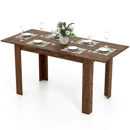 Extendable Dining Table for 4-8 People 47’’-62’’ Large Rectangular Kitchen Table-Rustic Brown - Rustic Brown - Dining