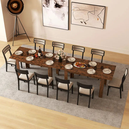 Extendable Dining Table for 4-8 People 47’’-62’’ Large Rectangular Kitchen Table-Rustic Brown - Rustic Brown - Dining