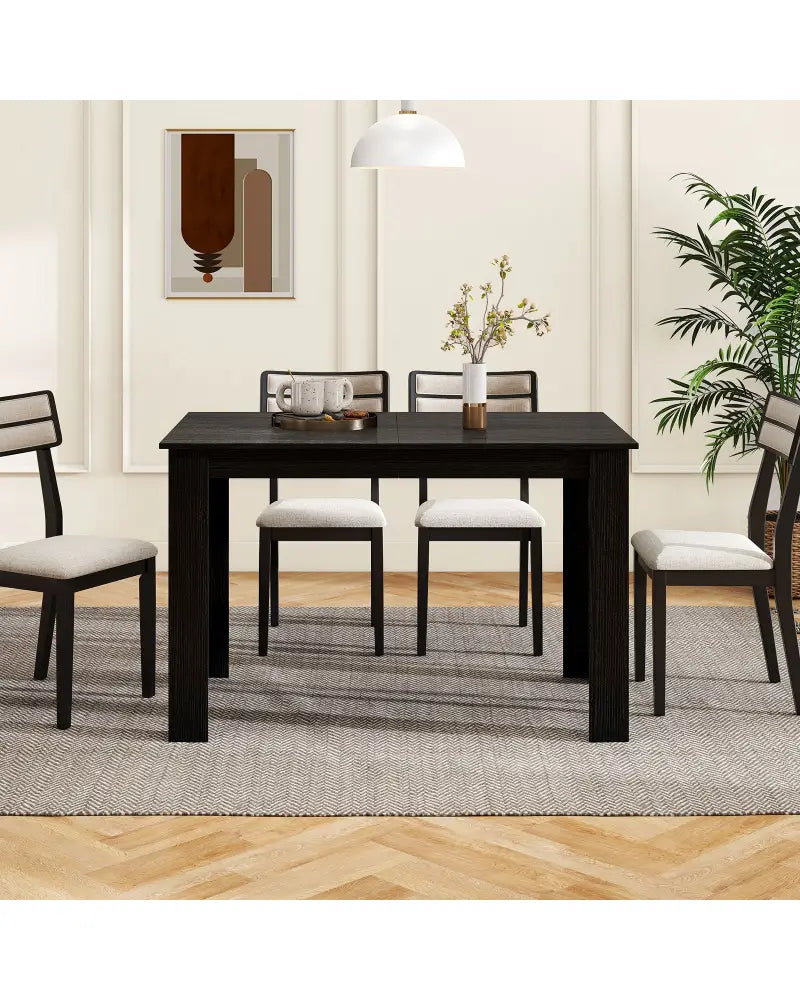 Extendable Dining Table for 4-8 People 47’’-62’’ Large Rectangular Kitchen Table-Black - Black - Dining Tables