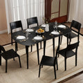 Extendable Dining Table Set with 2 Half-Round and 1 Rectangular Tables-Black - Black - Dining Tables