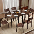 Extendable Dining Table Set with 2 Half-Round and 1 Rectangular Tables-Walnut - Walnut - Dining Tables