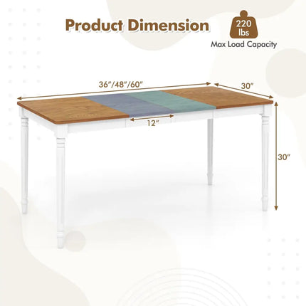 Extendable Dining Table with Rubber Wood Legs for 4-8 People-White - White - Dining Tables