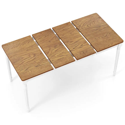 Extendable Dining Table with Rubber Wood Legs for 4-8 People-White - White - Dining Tables
