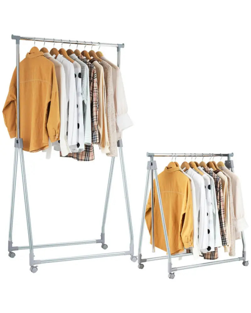 Extendable Foldable Heavy Duty Clothing Rack with Hanging Rod - Silver - Clothing & Closet Storage