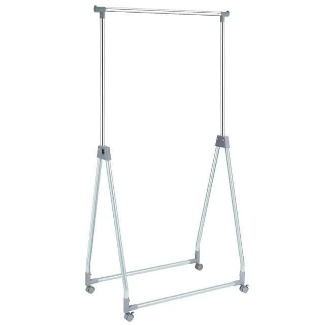 Extendable Foldable Heavy Duty Clothing Rack with Hanging Rod - Silver - Clothing & Closet Storage