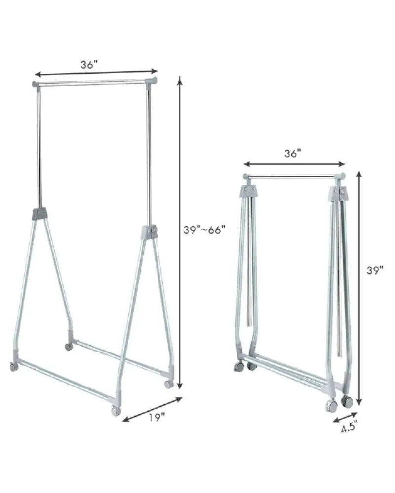 Extendable Foldable Heavy Duty Clothing Rack with Hanging Rod - Silver - Clothing & Closet Storage