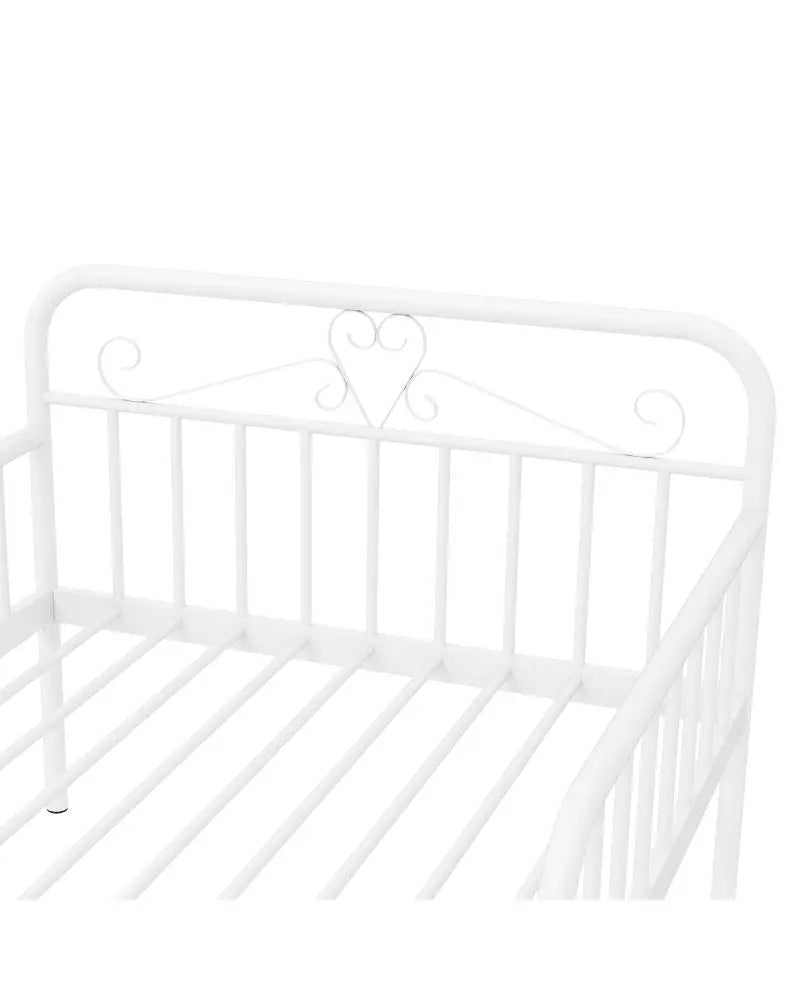 Extendable Metal Daybed to Twin Size Bed with Guardrails and Armrests-White - White - Trundle Bed Frame