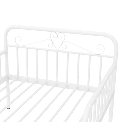 Extendable Metal Daybed to Twin Size Bed with Guardrails and Armrests-White - White - Trundle Bed Frame