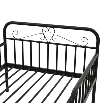 Extendable Metal Daybed to Twin Size Bed with Guardrails and Armrests-Black - Black - Trundle Bed Frame