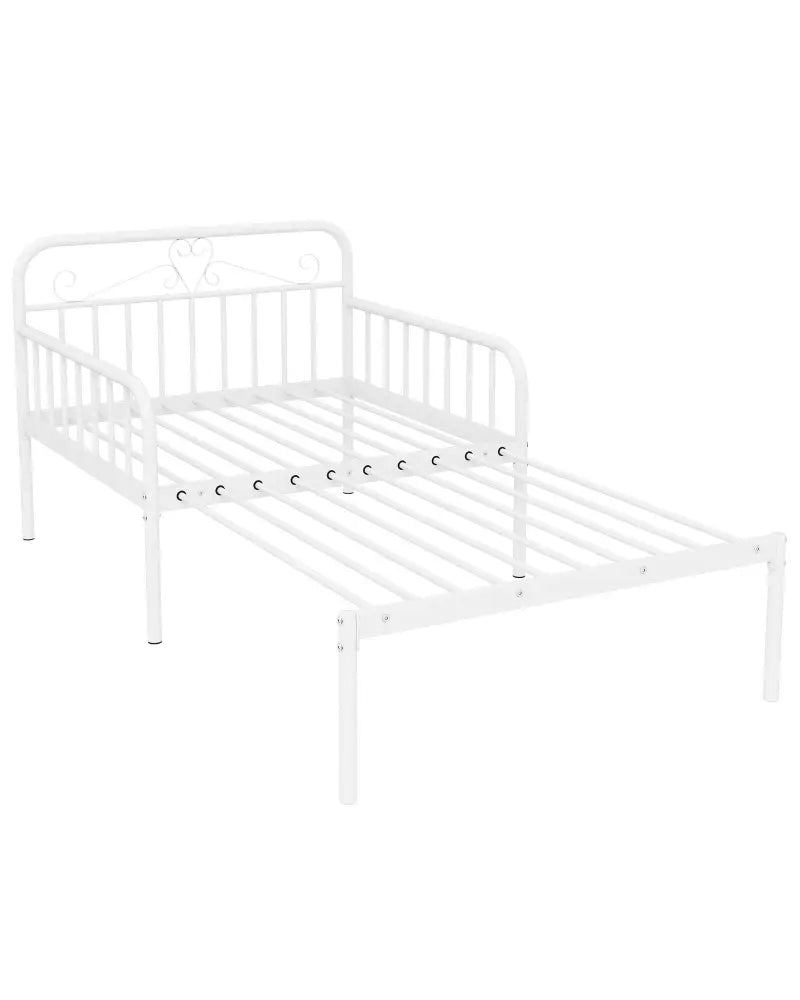 Extendable Metal Daybed to Twin Size Bed with Guardrails and Armrests-White - White - Trundle Bed Frame