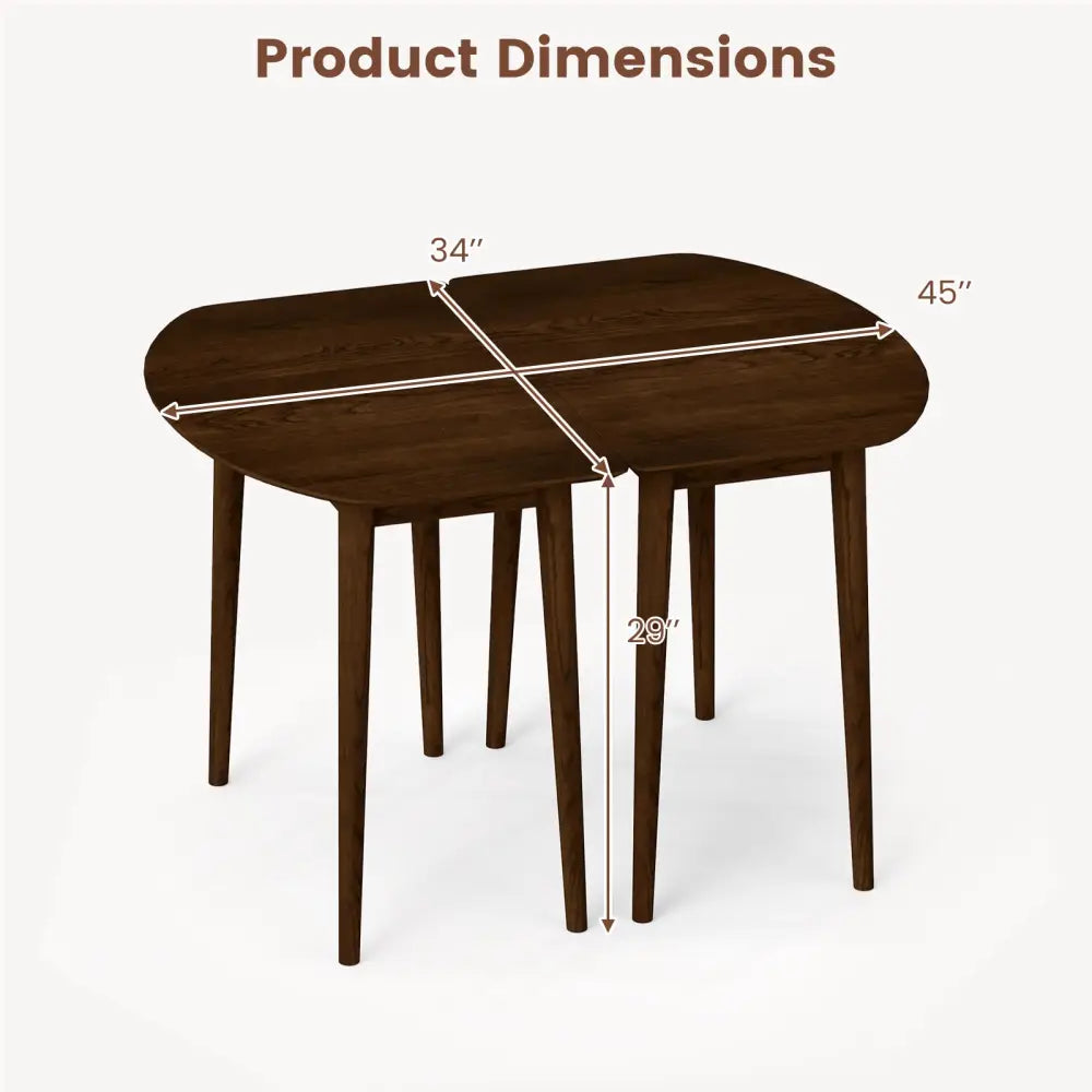 Extendable Oval Dining Table Set with 2 Half-Round Tables for 4-6 People-Walnut - Walnut - Dining Tables