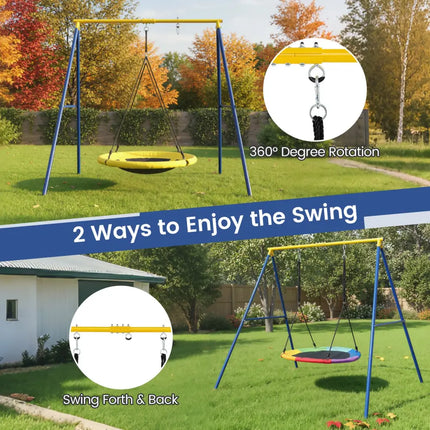 Extra Large Heavy Duty A-Frame Steel Swing Stand - Blue - Swing & Playsets