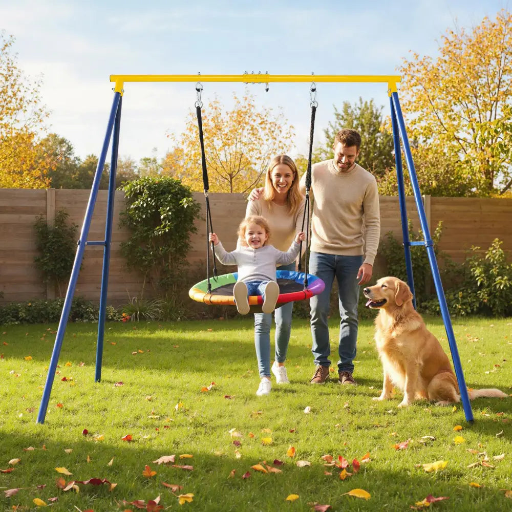 Extra Large Heavy Duty A-Frame Steel Swing Stand - Blue - Swing & Playsets