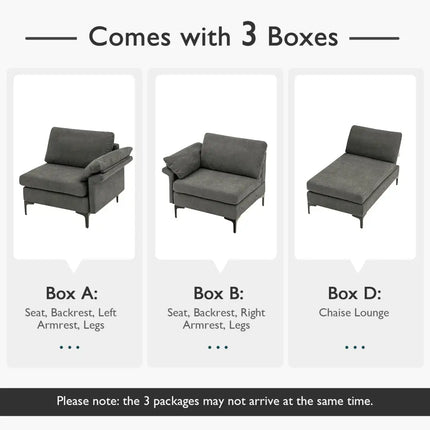 Extra Large Modular L-shaped Sectional Sofa with Reversible Chaise for 4-5 People-Gray - Gray - Sofas & Loveseats