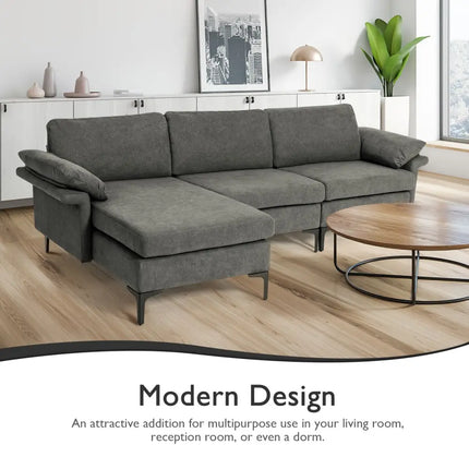 Extra Large Modular L-shaped Sectional Sofa with Reversible Chaise for 4-5 People-Gray - Gray - Sofas & Loveseats