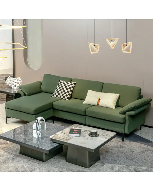 Extra Large Modular L-shaped Sectional Sofa with Reversible Chaise for 4-5 People-Army Green - Army Green - Sofas &