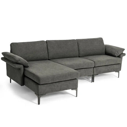 Extra Large Modular L-shaped Sectional Sofa with Reversible Chaise for 4-5 People-Gray - Gray - Sofas & Loveseats