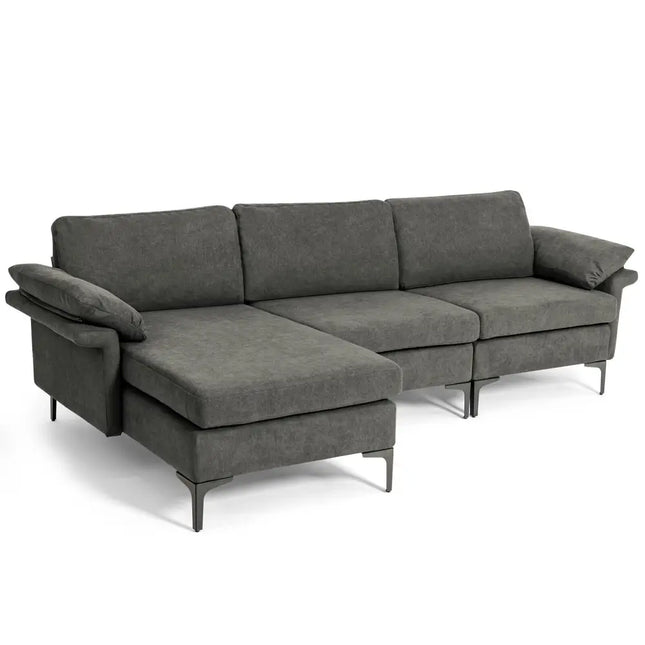 Extra Large Modular L-shaped Sectional Sofa with Reversible Chaise for 4-5 People-Gray - Gray - Sofas & Loveseats