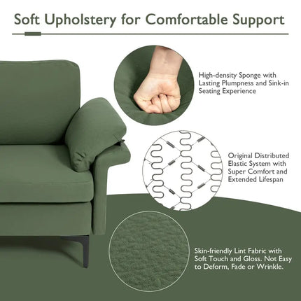 Extra Large Modular L-shaped Sectional Sofa with Reversible Chaise for 4-5 People-Army Green - Army Green - Sofas &