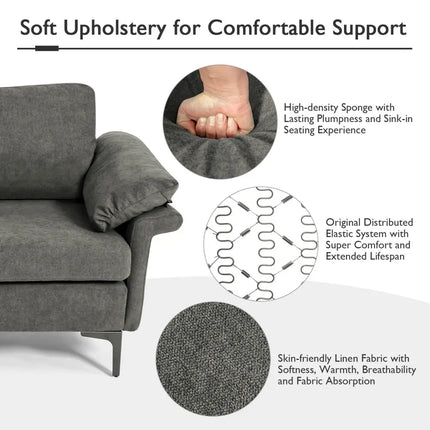 Extra Large Modular L-shaped Sectional Sofa with Reversible Chaise for 4-5 People-Gray - Gray - Sofas & Loveseats
