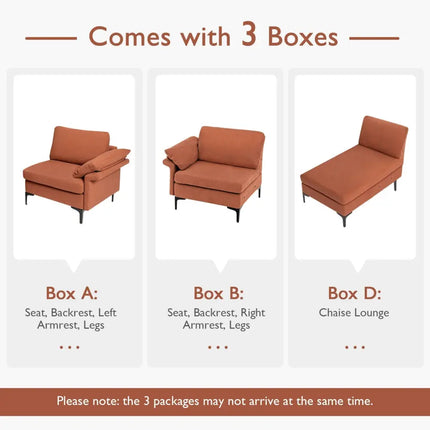 Extra Large Modular L-shaped Sectional Sofa with Reversible Chaise for 4-5 People-Rust Red - Red - Sofas & Loveseats