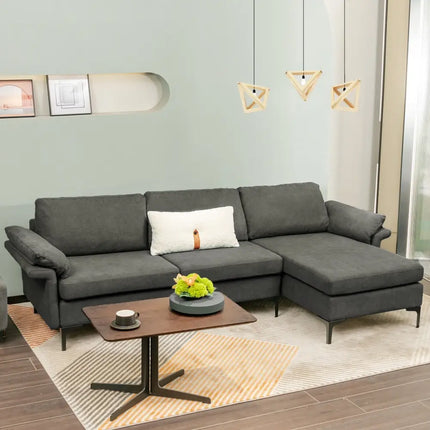 Extra Large Modular L-shaped Sectional Sofa with Reversible Chaise for 4-5 People-Gray - Gray - Sofas & Loveseats