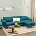 Extra Large Modular L-shaped Sectional Sofa with Reversible Chaise for 4-5 People-Peacock Blue - Peacock Blue - Sofas &