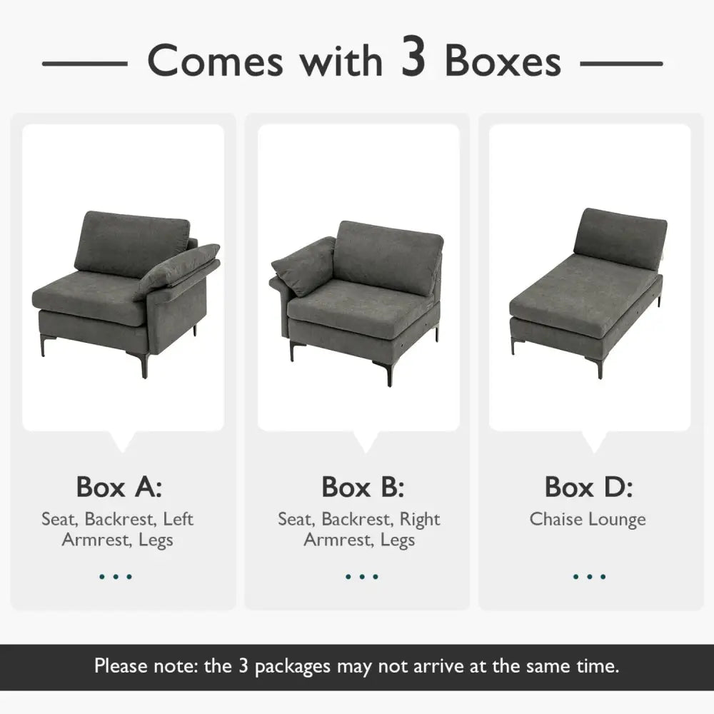 Extra Large Modular L-shaped Sectional Sofa with Reversible Chaise for 4-5 People-Gray - Gray - Sofas & Loveseats
