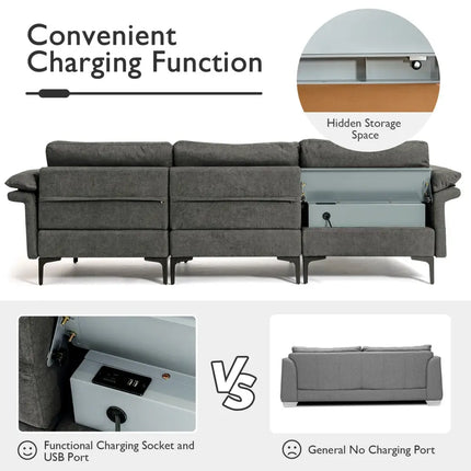 Extra Large Modular L-shaped Sectional Sofa with Reversible Chaise for 4-5 People-Gray - Gray - Sofas & Loveseats