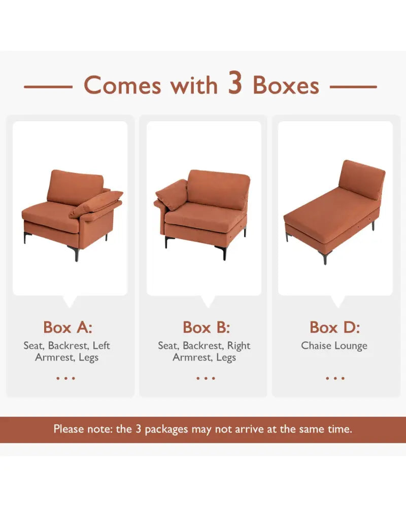 Extra Large Modular L-shaped Sectional Sofa with Reversible Chaise for 4-5 People-Rust Red - Red - Sofas & Loveseats