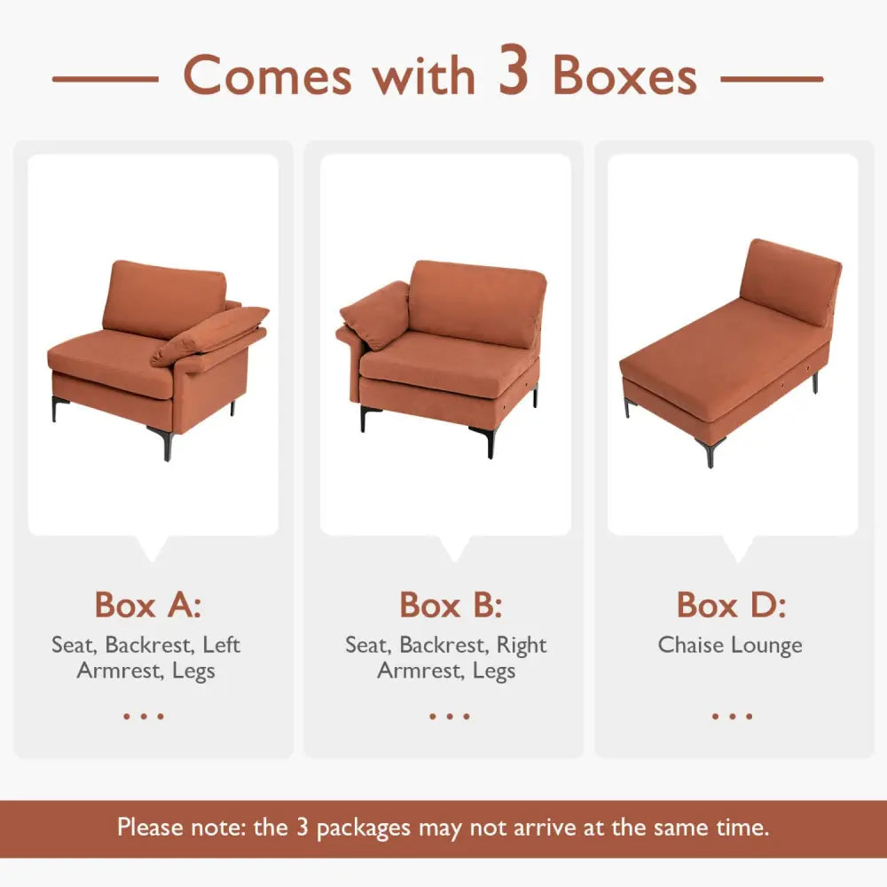 Extra Large Modular L-shaped Sectional Sofa with Reversible Chaise for 4-5 People-Rust Red - Red - Sofas & Loveseats