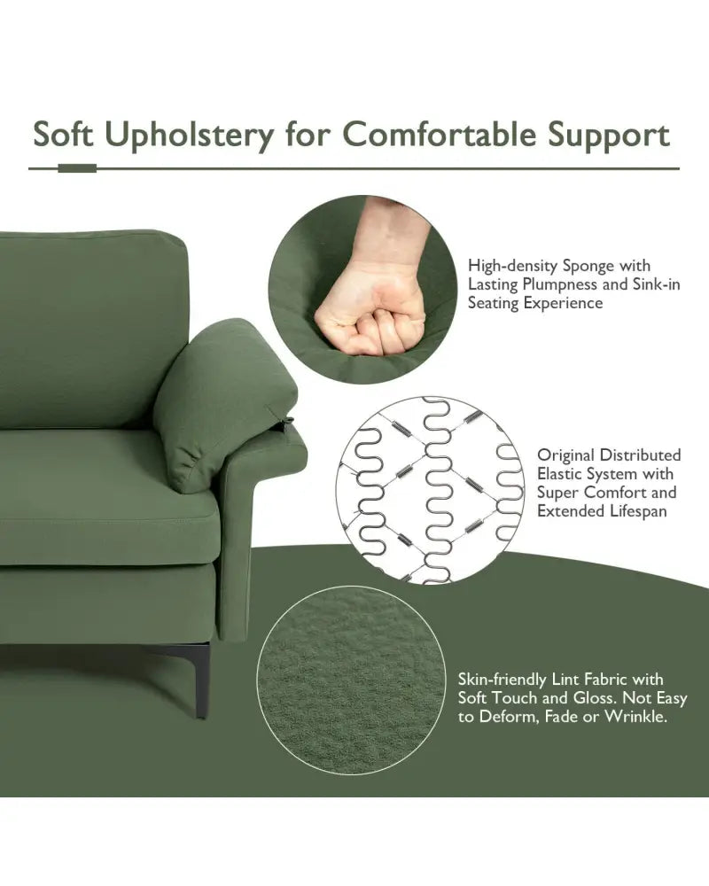 Extra Large Modular L-shaped Sectional Sofa with Reversible Chaise for 4-5 People-Army Green - Army Green - Sofas &
