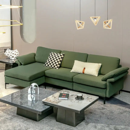 Extra Large Modular L-shaped Sectional Sofa with Reversible Chaise for 4-5 People-Army Green - Army Green - Sofas &