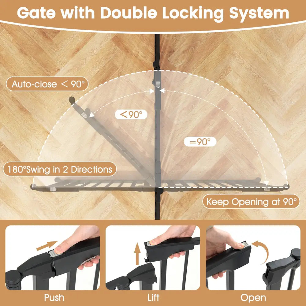 Extra Wide Baby Gate Fits 34.5-154’’ Openings 6-Panel Adjustable Pet Safety Fence-Black - Black - Pet Gate