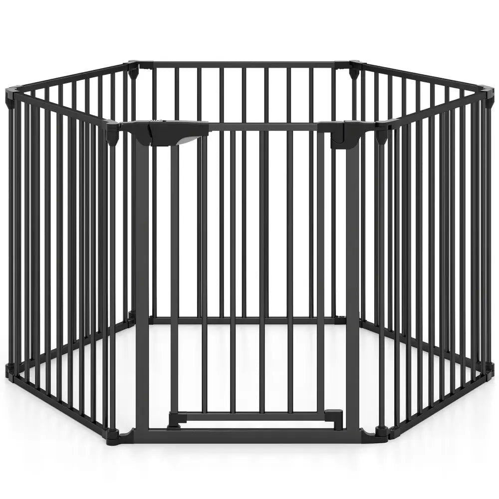 Extra Wide Baby Gate Fits 34.5-154’’ Openings 6-Panel Adjustable Pet Safety Fence-Black - Black - Pet Gate