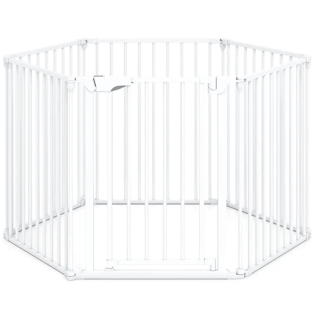 Extra Wide Baby Gate Fits 34.5-154’’ Openings 6-Panel Adjustable Pet Safety Fence-White - White - Pet Gate