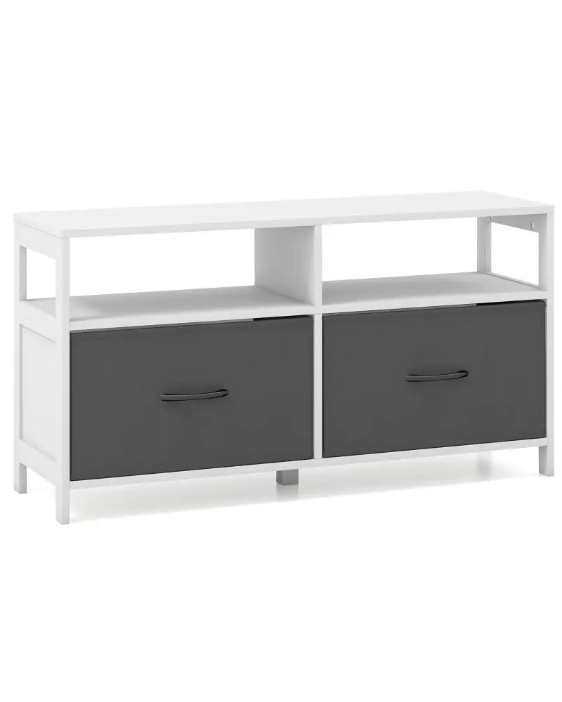 Fabric Chest of Drawers with 2 Drawers and 2 Open Shelves-White - White - Dressers & Chests