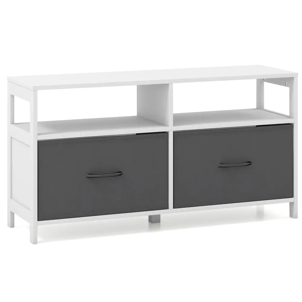 Fabric Chest of Drawers with 2 Drawers and 2 Open Shelves-White - White - Dressers & Chests