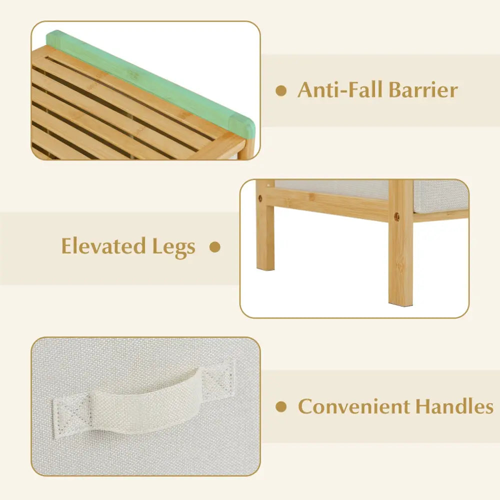 Fabric Dresser with 6 Drawers with 6 Folding Fabric Bins for Bedroom Living Room-Natural - Natural - Dressers & Chests